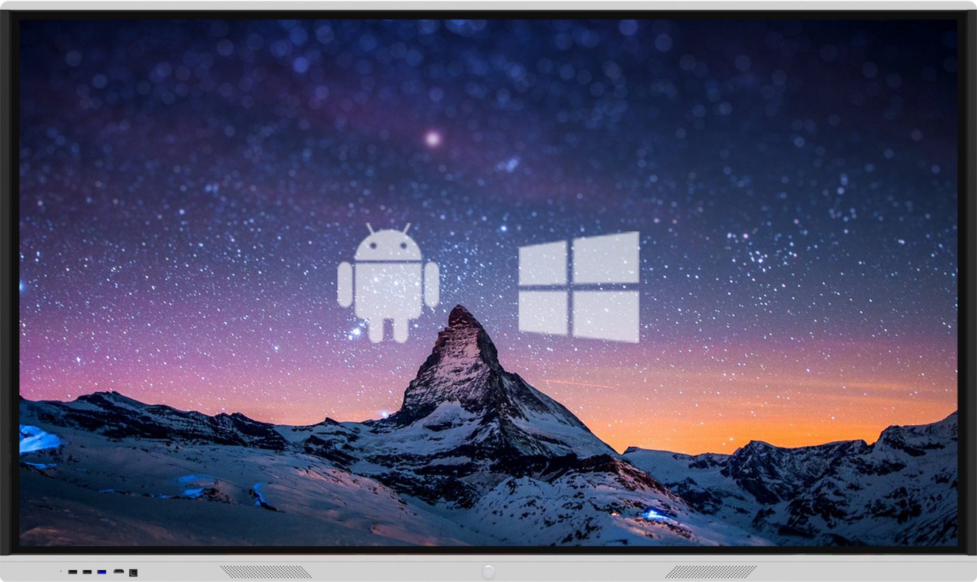65, 75 and 85 inch 4K interactive flat panel with dual Android and Windows systems