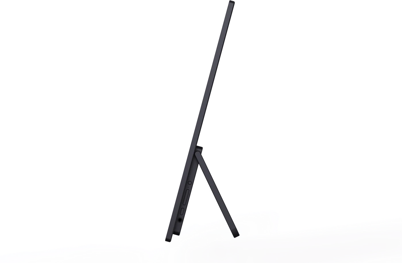 Side profile of a Claronix portable monitor showing chassis thickness