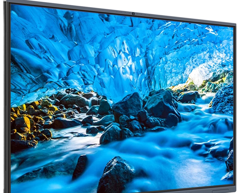 Conference all-in-one panel with a camera centred on the top bezel
