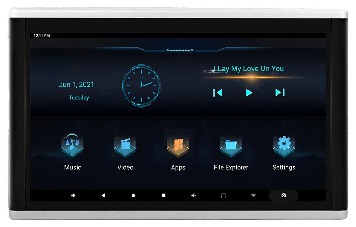 Home screen. The launcher a passenger sees at power-on.